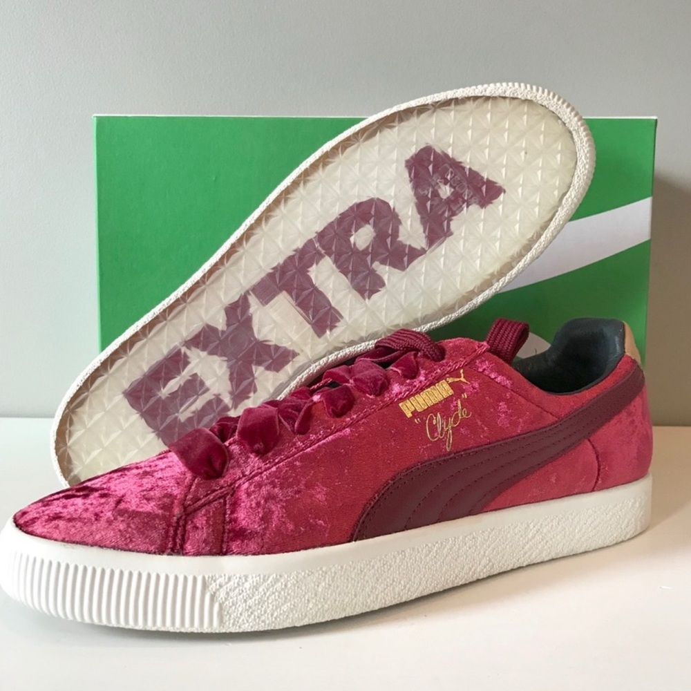 Puma men Clyde extra butter velvet red sneaker NEW